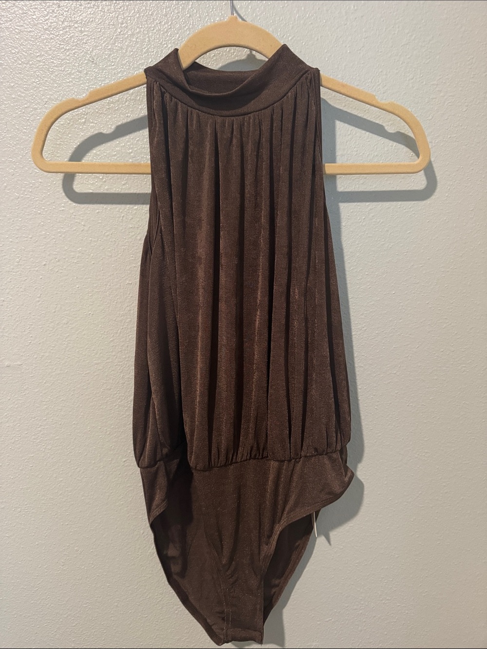 Womens Commense Brown Sleeveless One-Piece Bodysuit